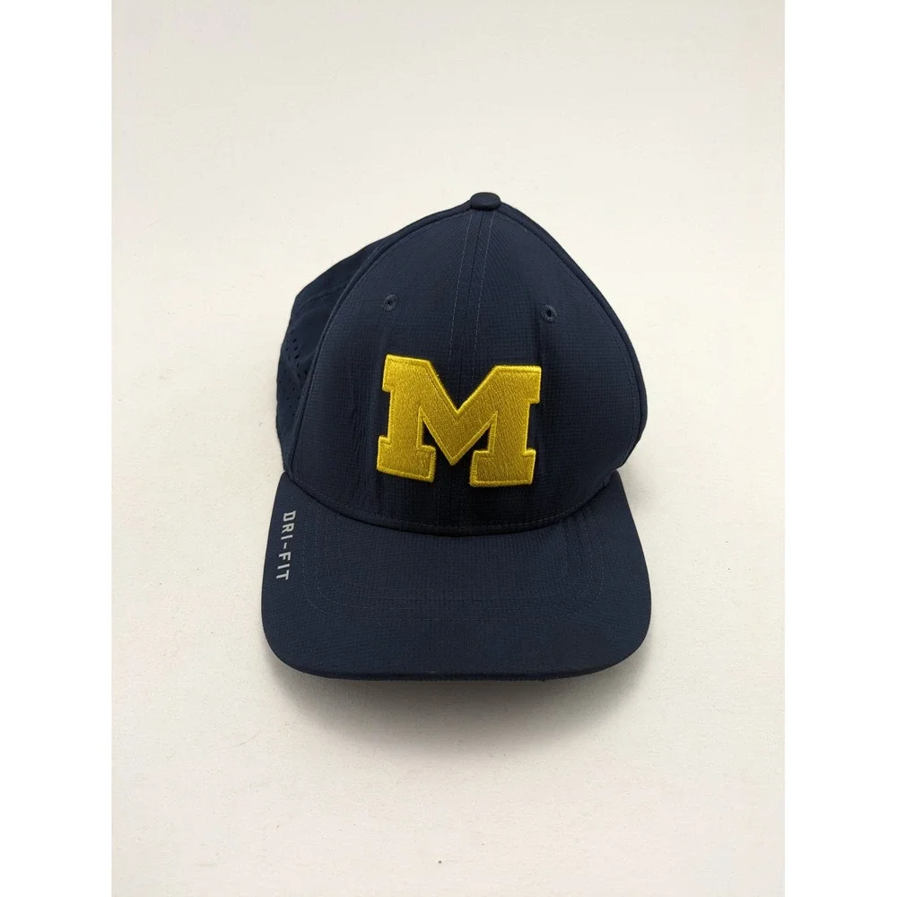 Jumpman Jordan University Of Michigan Blue Fitted Stretch Baseball Hat Size L/XL